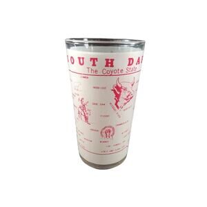 Vintage State Of South Dakota Souvenir Frosted Drinking Glass Hazel Atlas Flaw